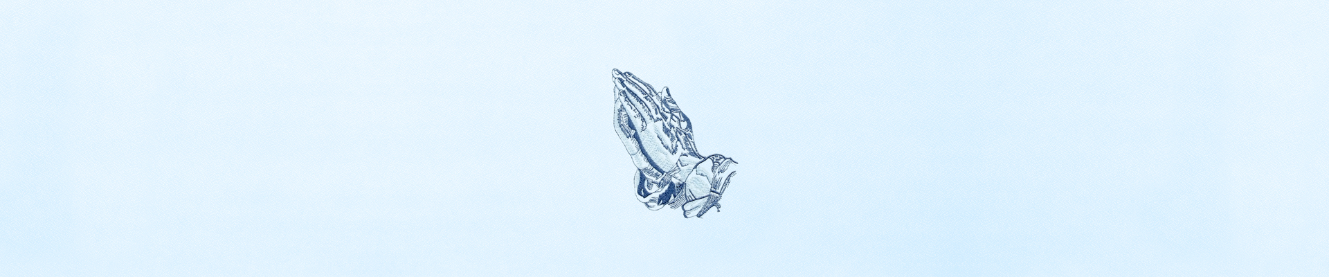 P FC 516 PK Praying Hands Blue Faux FULL COUCH PRINT